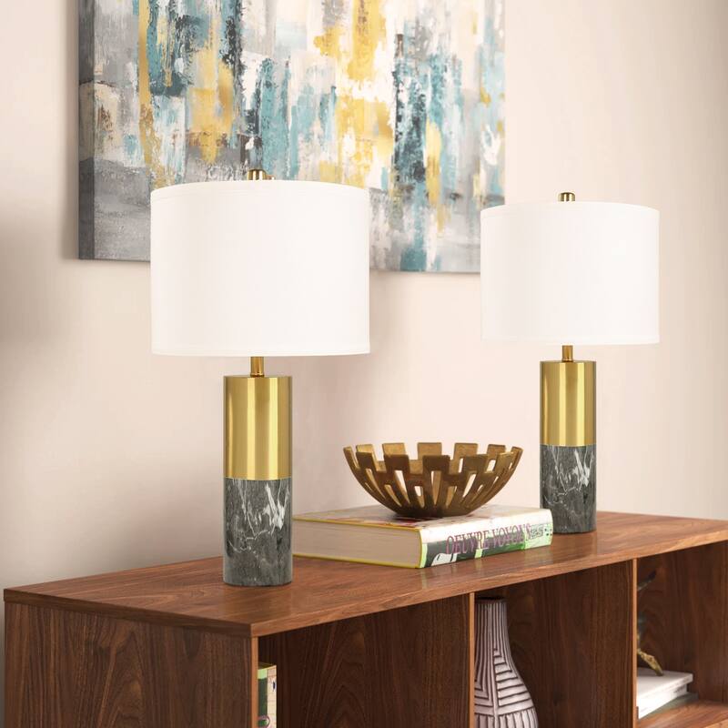 Lighting Marble Gold Table Lamps (Set of 2) - Black