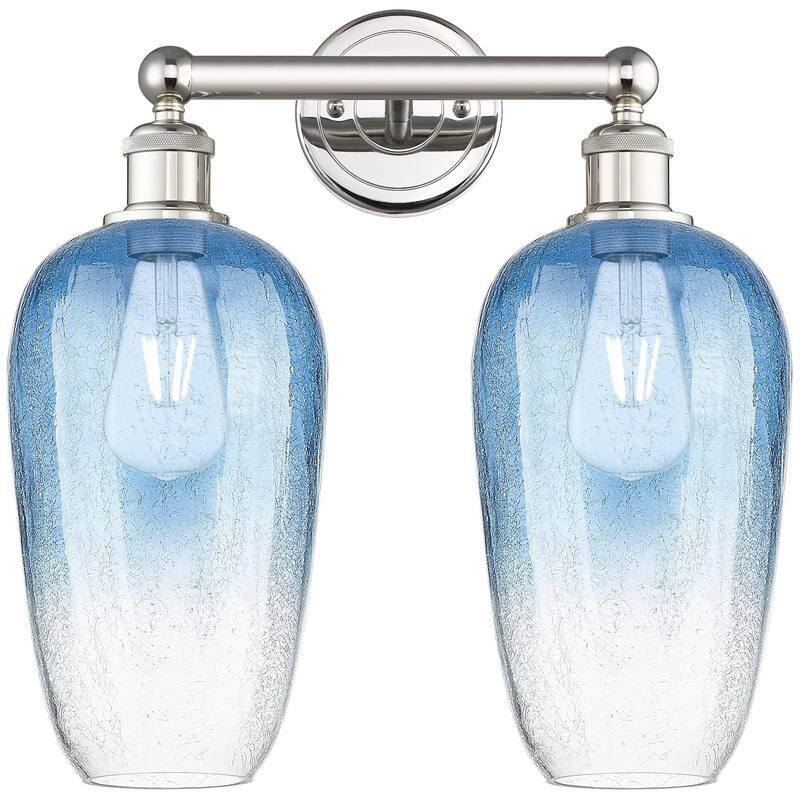 Innovations Lighting 616-2W-18-16 Brookhaven Flute Vanity Brookhaven - Polished Nickel / Sapphire Blue