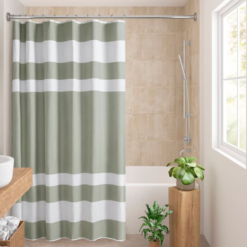 Madison Park Spa Waffle Shower Curtain with 3M Treatment - 72x78" - Sage Green