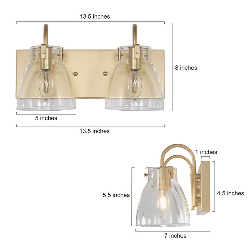 Modern Gold 2/3/4-Light Bathroom Vanity Light Glass Wall Sconces