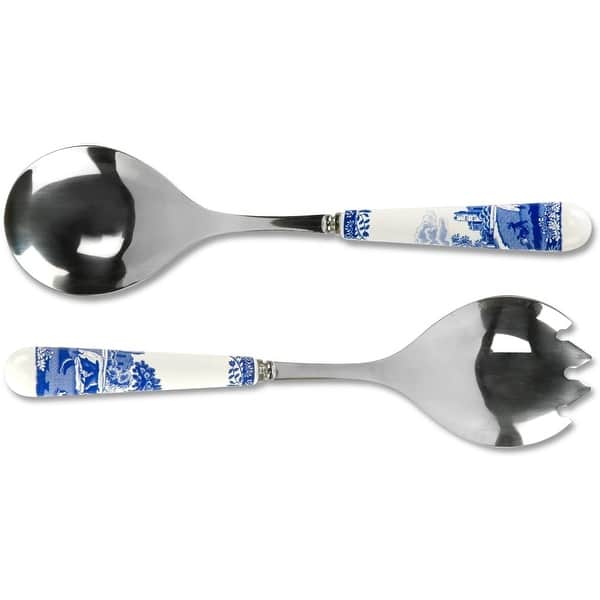 slide 2 of 3, Spode Blue Italian Set of 2 Salad Servers 2 Piece