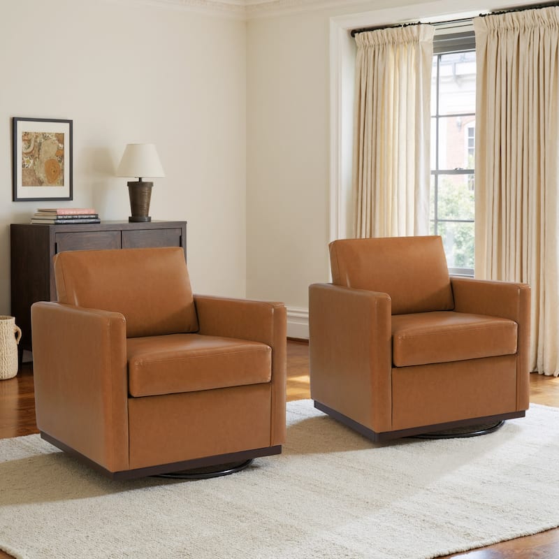 Modern Upholstered Swivel Accent Arm Chair Set of 2