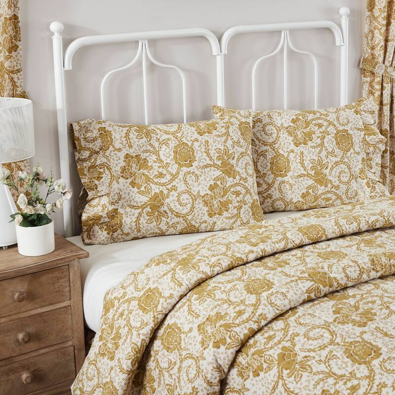 Dorset Gold Floral Pillow Case Set