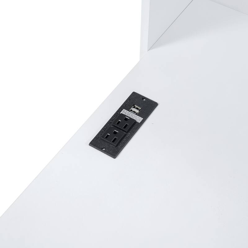 Twin Size Wooden Daybed With 3 Drawers, USB Ports and desk, White