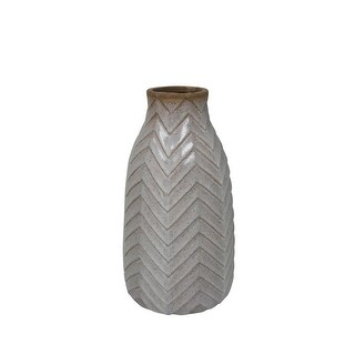 Shop Ceramic Decorative Vase With Chevron Pattern Design White
