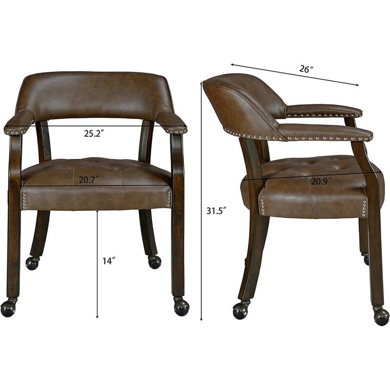 Dining Chair with Casters Leather Chair with Caster Nailhead Dining Chairs with Rollers