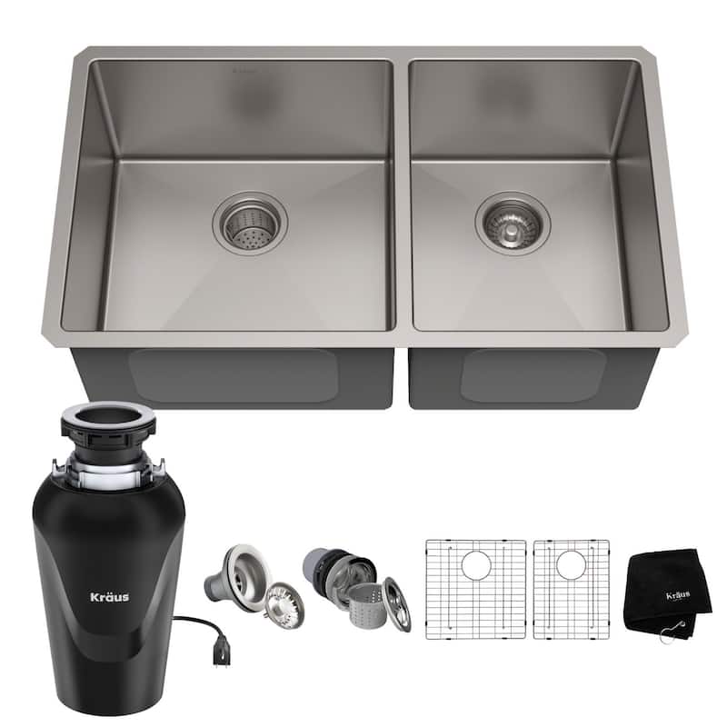 Kraus KHU103-33-100-75MB Standart PRO 32-3/4" Undermount Double Basin - Stainless Steel