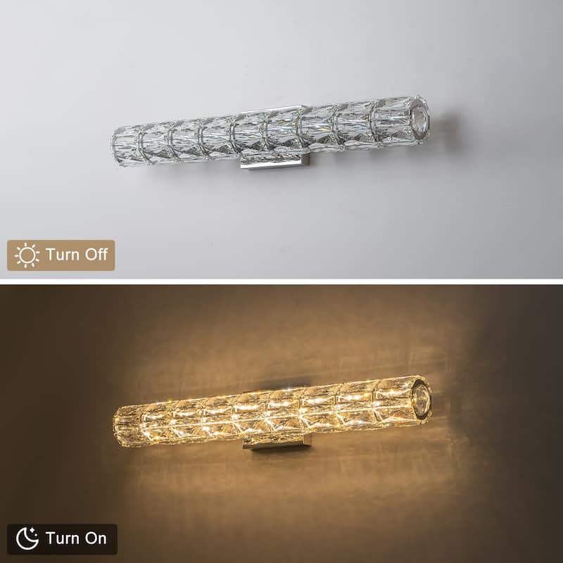 Hexagonal Crystal Cylinder LED Wall Sconce Dimmable Vanity Light