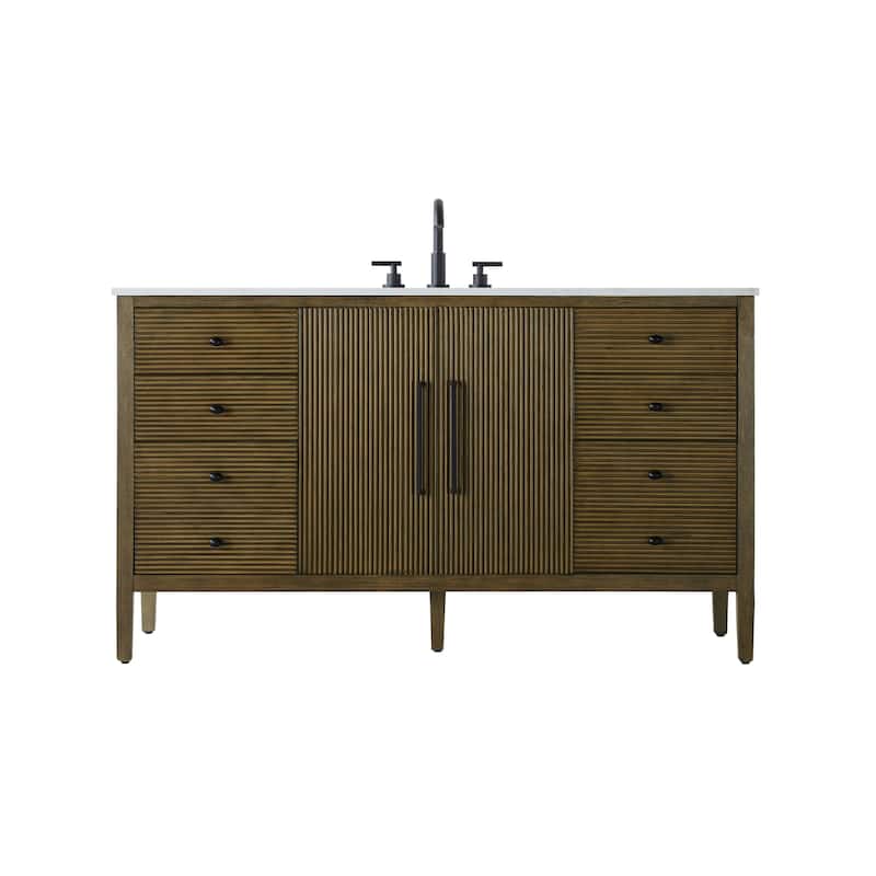Elegant Lighting VF29660 Blakely 60" Free Standing Single Basin Vanity - Hazel Oak