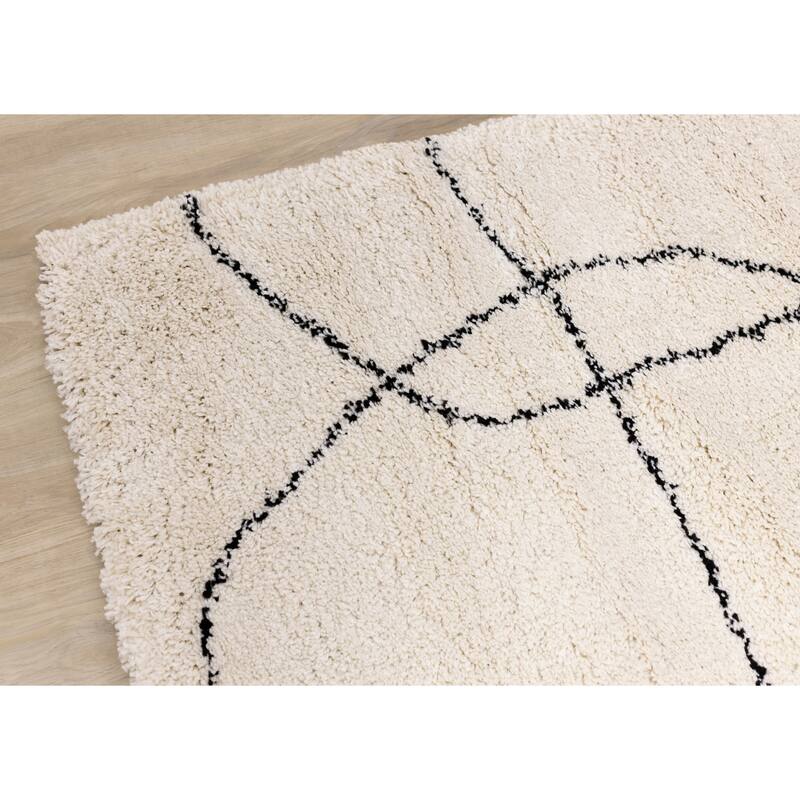 Miley Collection - Cream/Black Simple Shapes Rug