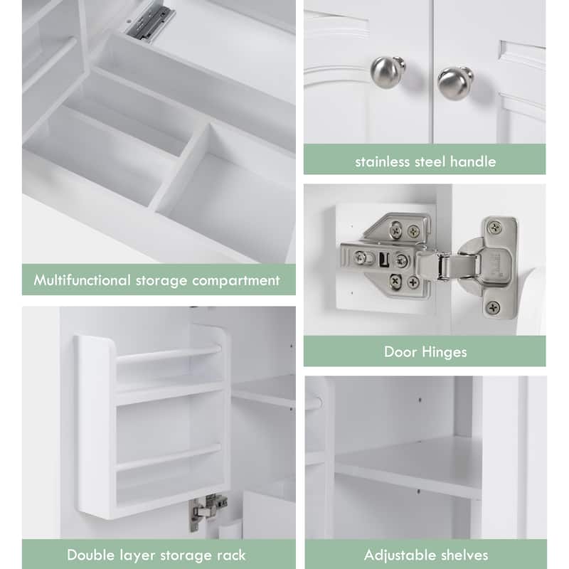 30" No-Installation Bathroom Vanity Set with Ceramic Sink & Wall-Mounted Medicine Cabinet, Modern White