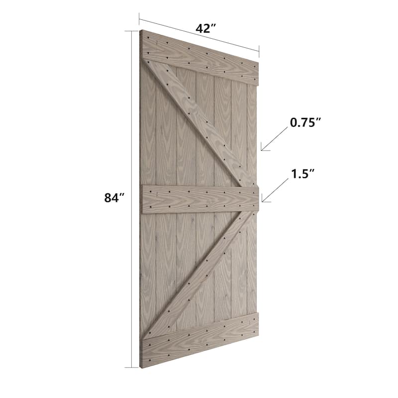 Coast Sequoia 84in. x 84in. K Series Embossing DIY Knotty Wood Double Sliding Barn Door With Hardware Kit