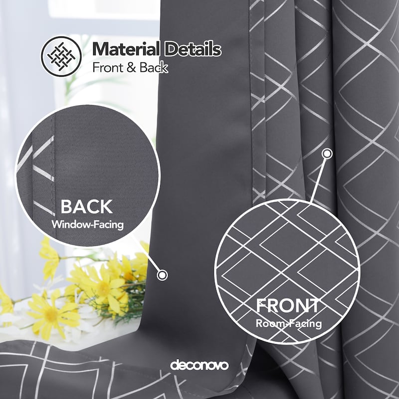 Deconovo Silver Geometric Curtain Panel Pair(2 Panel)