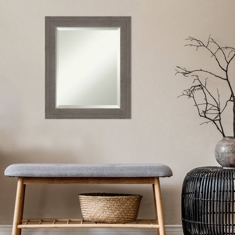 Beveled Bathroom Wall Mirror - Alta Brown Grey Frame - Alta Brown Grey