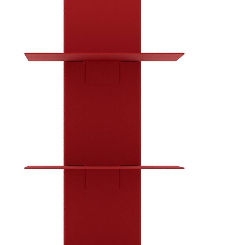 HomeRoots 38" Red Metal Six Shelf Modern Tower Bookcase