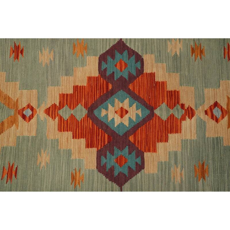 Hand Woven Oriental 100% Wool Carpet Southwestern Tribal Multi-Colored Kilim Area Rug - 11' 3'' X 8' 3''