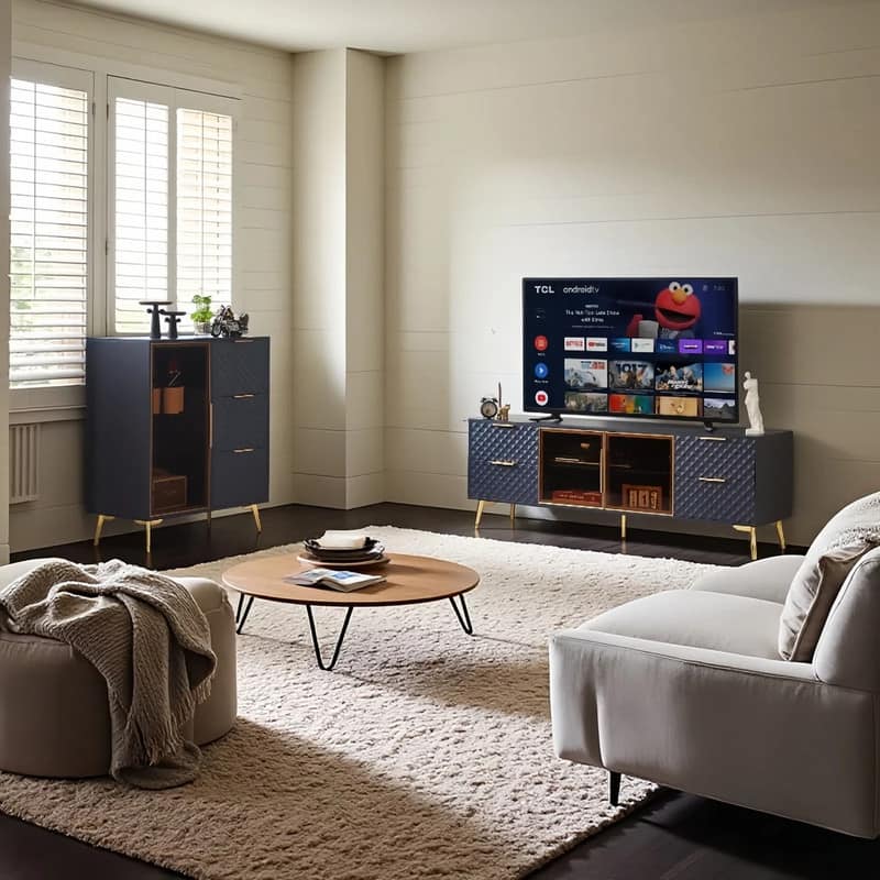 Modern Carved TV Stand and cabinet Set of 2, Entertainment Center for 65 Inch TV,Modern cabinet with Three Drawer