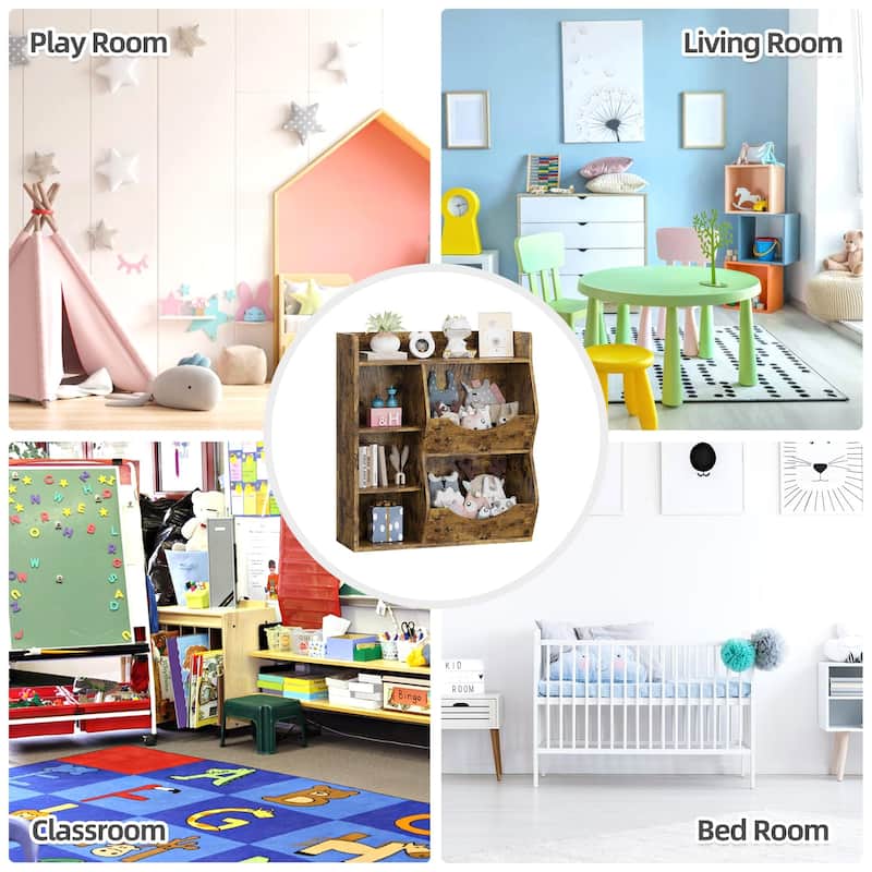 5-Cubby Kids Bookshelf Toy Storage Organizer - 15.1"D x 31.9"W x 36"H