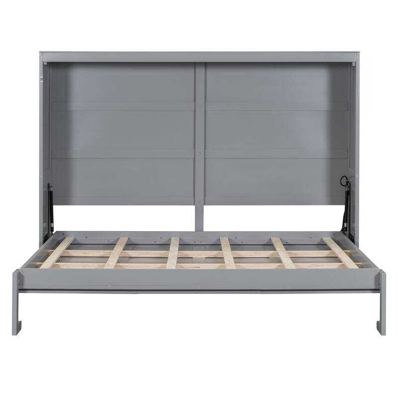 Roomfitters Murphy Bed, Foldable Wall Bed with Rattan-Inspired Cabinet Design