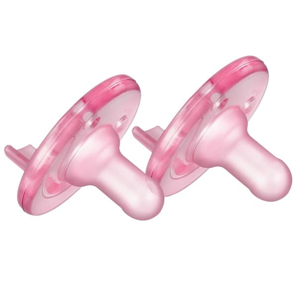 slide 2 of 8, Soothie Pacifier 3 to 18 Month 2 Pack in Pink Silicone