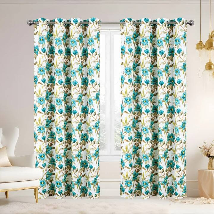 Naila Metallic Floral Room Darkening Grommet Window Curtain Panel, 54x84 Inches - 54x84 Inches - Teal