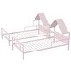 preview thumbnail 23 of 28, Metal Double Twin Size Platform Bed with House-shaped Headboard and Built-in Nightstand, White