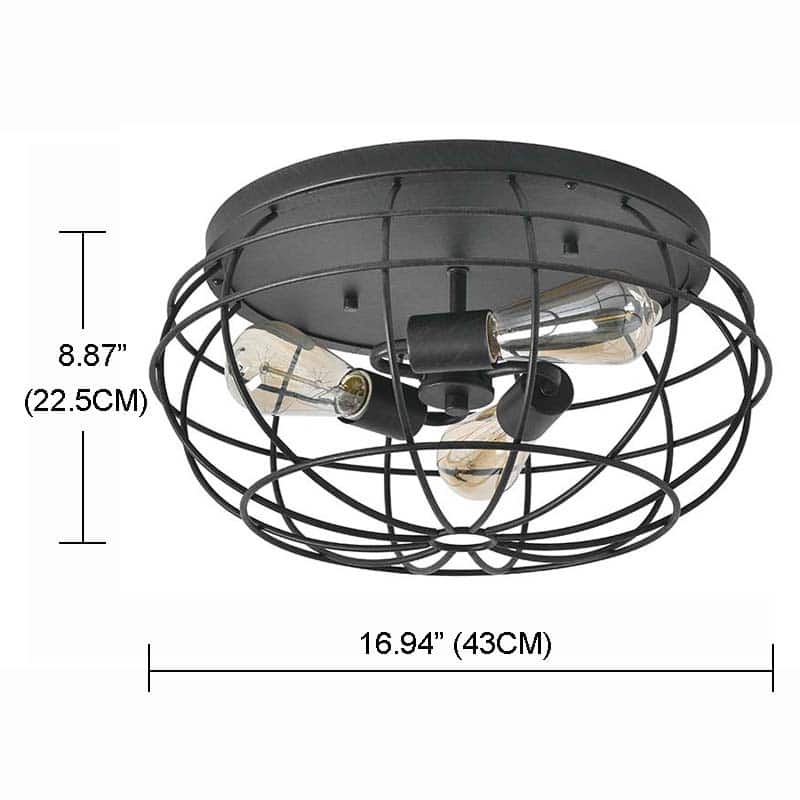 Industrial 3 Light Ceiling Flush Mount Light Brushed Bronze