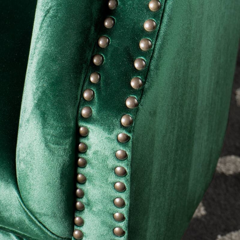 Roomfitters Tufted Upholstered Club Chair, Elegant Rolled-Arm Accent Armchair with Nailhead Trim for Living Spaces