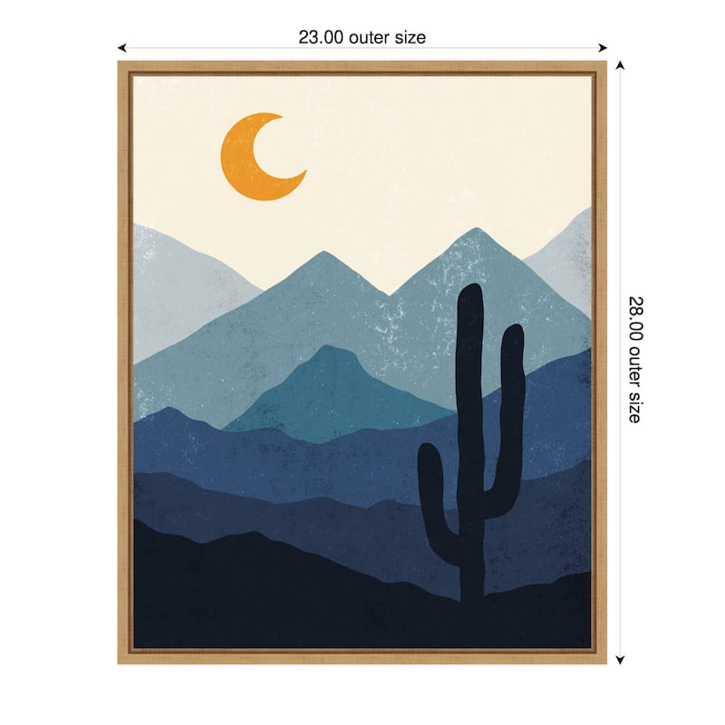 Desert Life Night by XYZ Studio Framed Canvas Wall Art Print - Sylvie Natural - 23 x 28 in