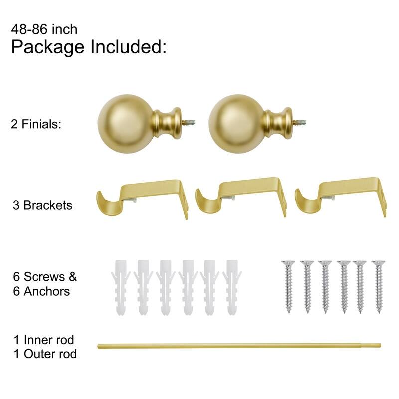 UTOPIA ALLEY 3/4 Inch Curtain Rod - Curtain Rods For Windows 48 to 86 Inch, Adjustable Drapery Rods