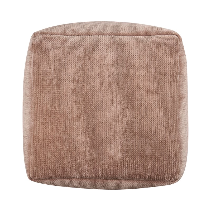 HomeRoots 18" Beige Chenille Cube Pouf Ottoman