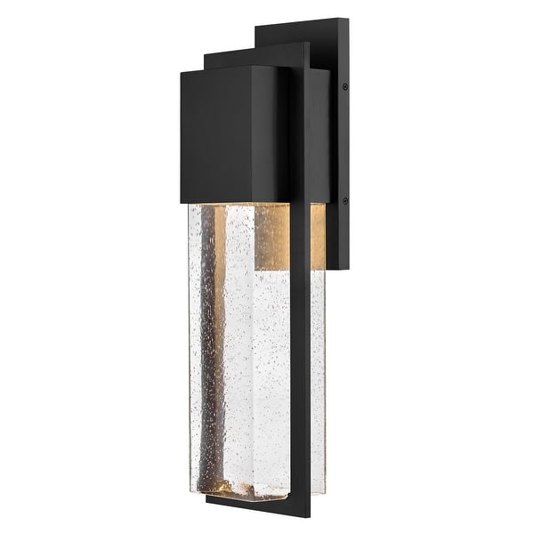 slide 2 of 5, Lark 82015-LL Alex 26" Tall LED Outdoor Wall Sconce with Seedy Glass Black