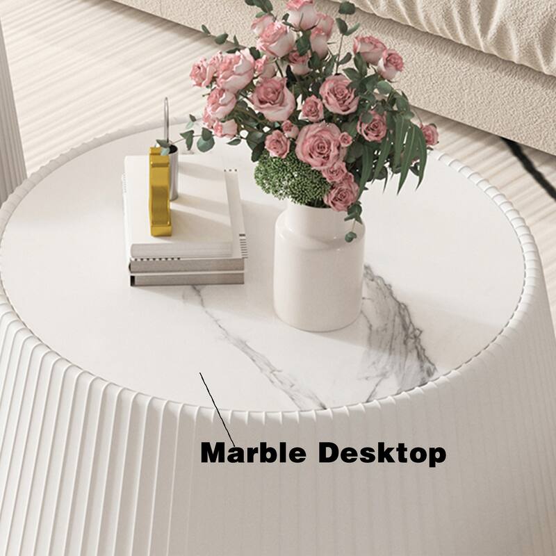 Unique Grey Pattern Cup Shape Light Sintered Stone Leather Sofa Table