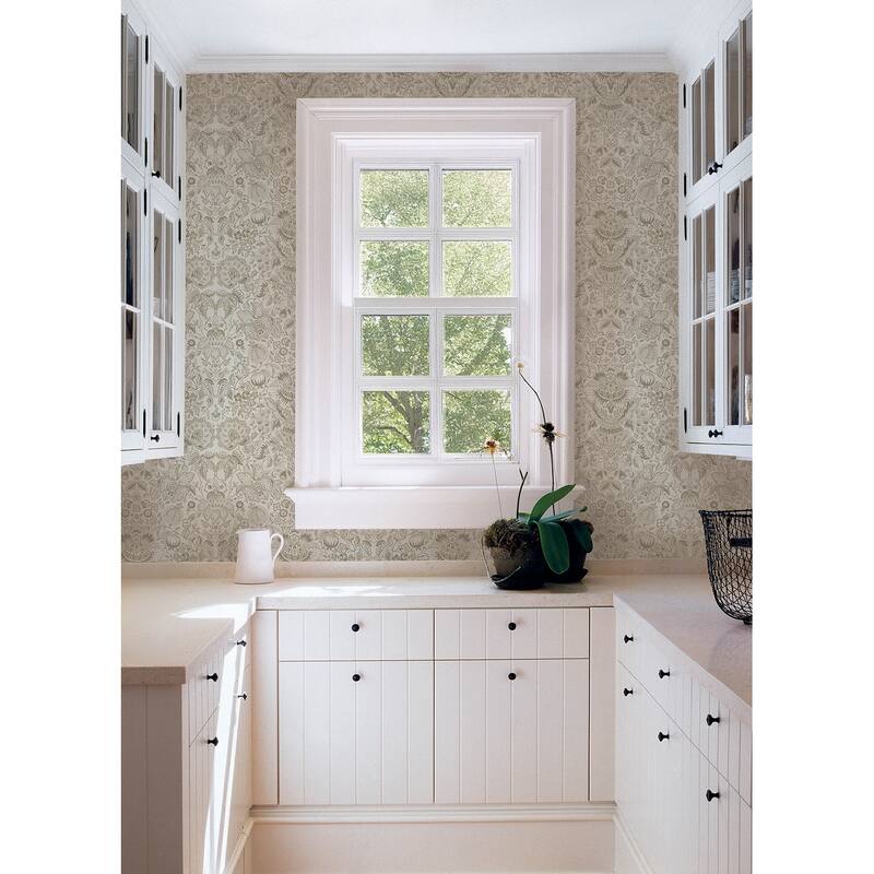 A-Street Prints Blanche Neutral Floral Damask Wallpaper