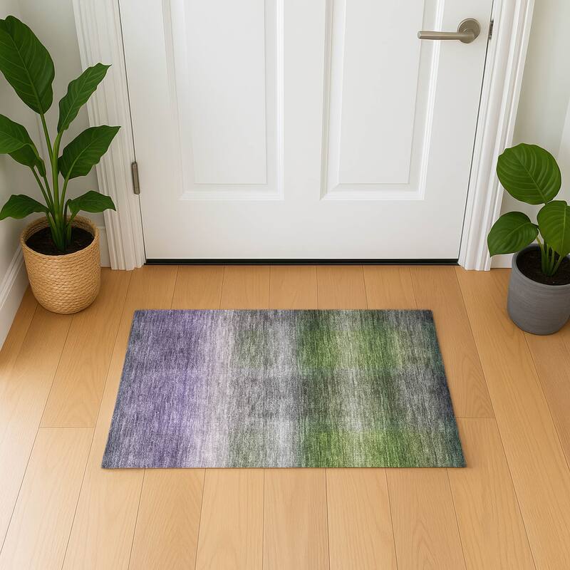 Premium Washable Super Soft Solid Ombre Mayfield Rug - Olive - 1'8" x 2'6"