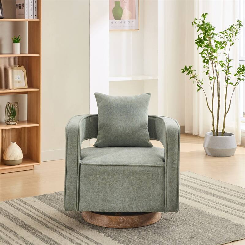 29.1" Swivel Accent Chair with Weathered Wood Base - Pale Green