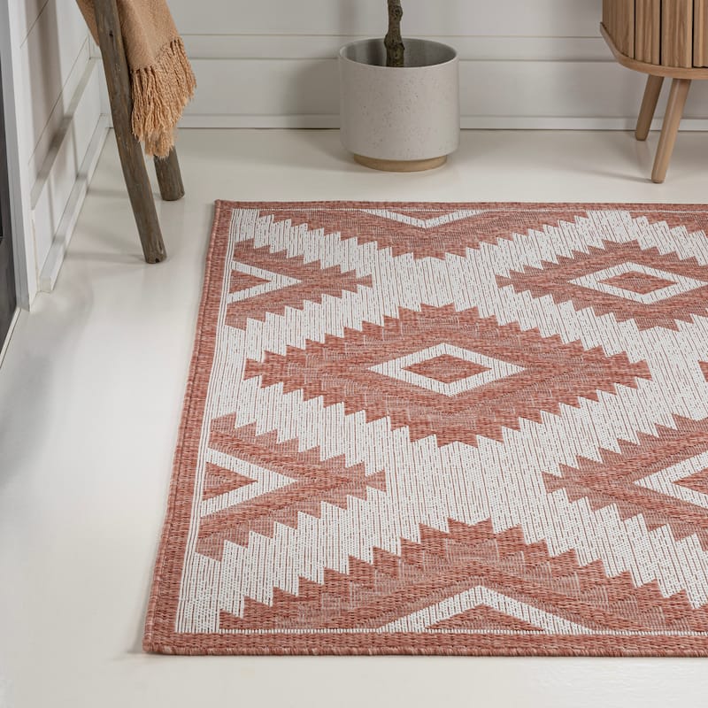 JONATHAN Y Aimee Geometric Moroccan Diamond Black/Cream Indoor/Outdoor Area Rug