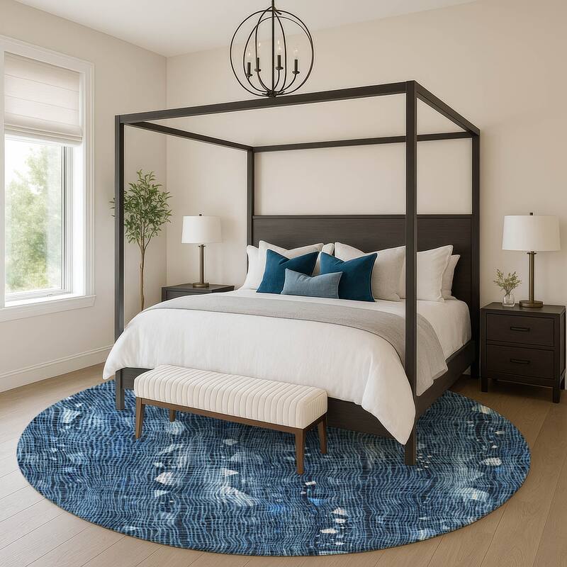 Premium Washable Super Soft Contempo Glam Mayfield Rug - Blue - 8' x 8'