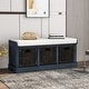 preview thumbnail 10 of 36, Merax Entryway Storage Bench with 3 Removable Baskets and Cushion Antique Navy