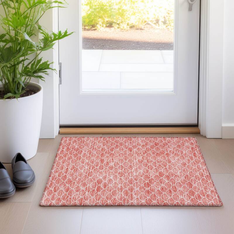 Premium Washable Super Soft Geo Scallops Mayfield Rug - Salmon - 1'8" x 2'6"
