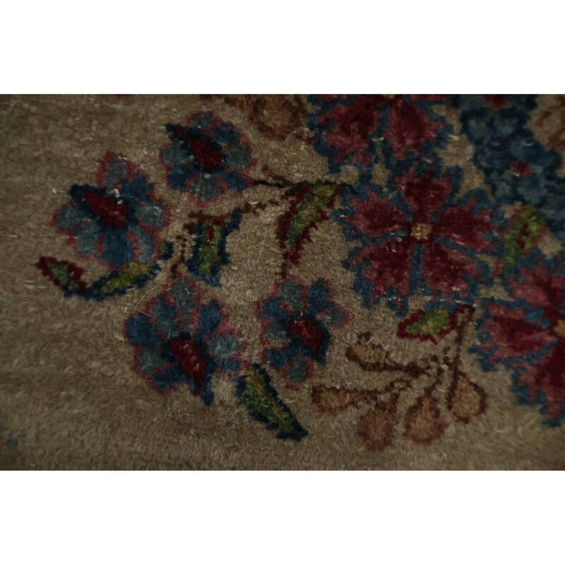 Hand Knotted Oriental 100% Wool Carpet Traditional Floral Beige & Ivories Kerman Runner Rug - 19' 3'' X 3' 1''