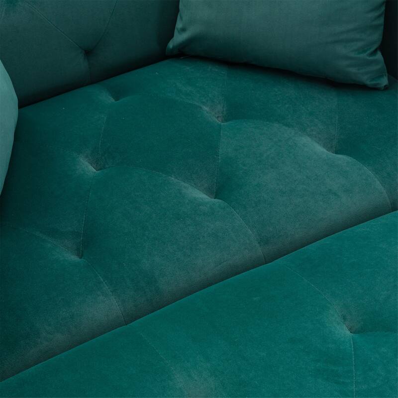Padded Recliners Sleepers Green Velvet Fabric Accent Chair Tufted Arm