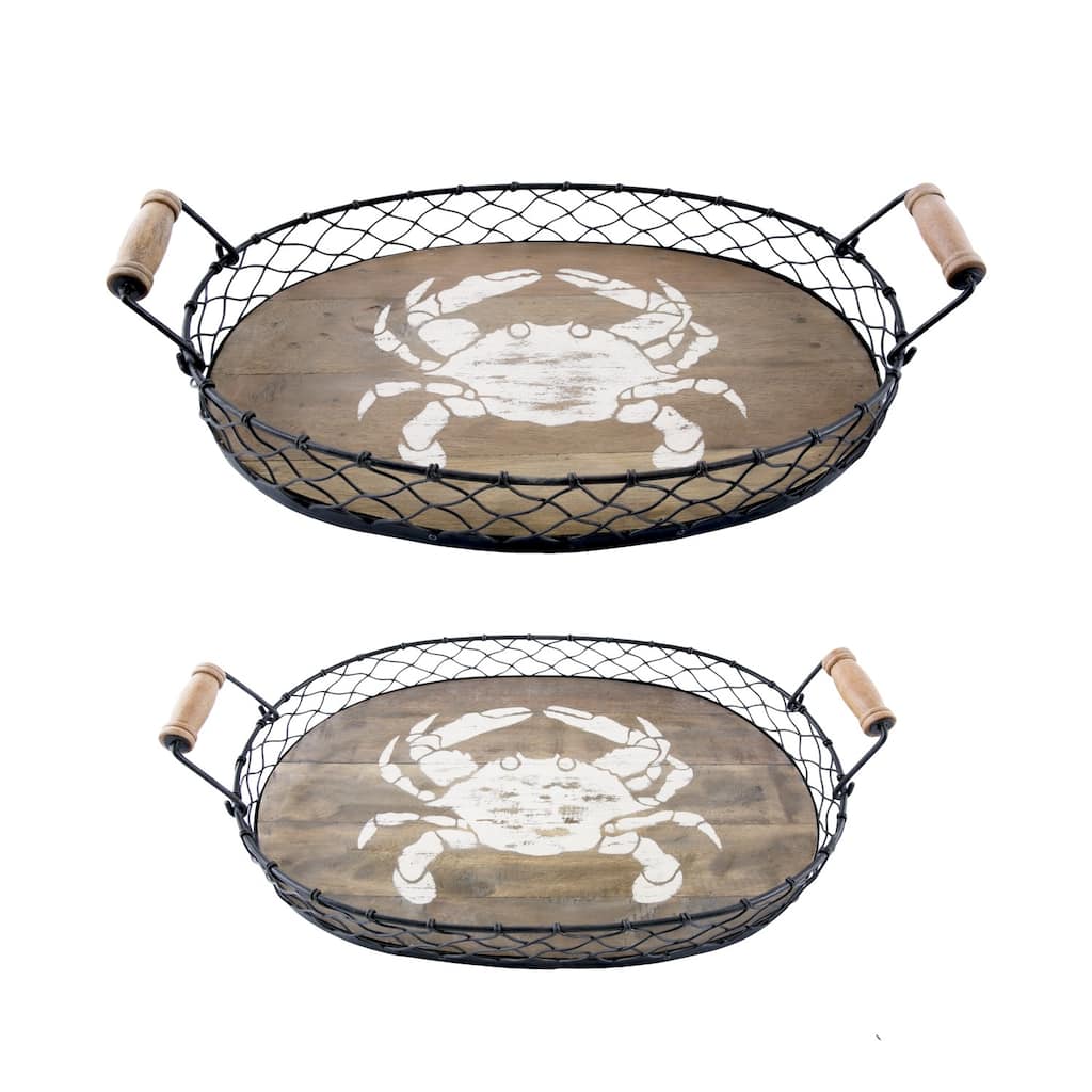 Set of 2 Nesting Trays with Crabs
