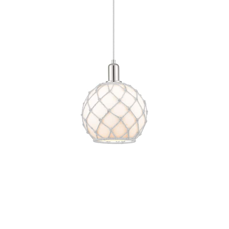 Innovations Lighting 716-1P-13-10 Farmhouse Rope Pendant Farmhouse - Polished Nickel / White Glass with White Rope