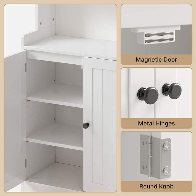 40" H Bathroom Storage Cabinet, Freestanding Organizer with 2 Doors, 2 Adjustable Shelves