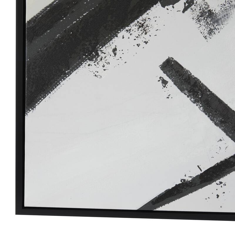 Canvas Abstract Living Room Framed Wall Art with Black Frame - Black - Roche River Decor