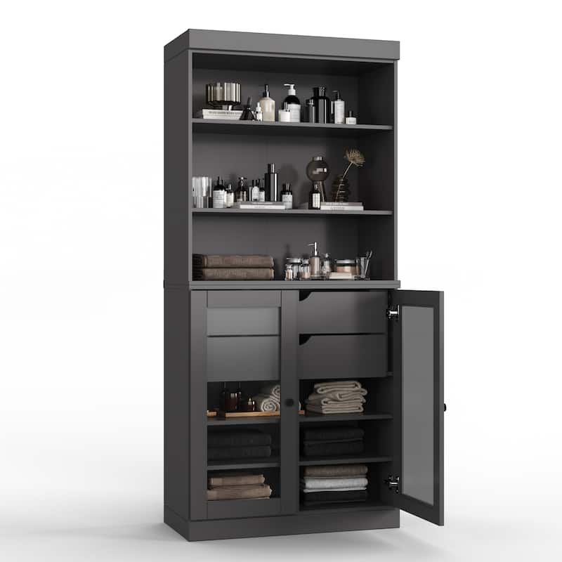 100% Solid Wood 32" Bathroom Cabinet with Optional Doors, 2-Drawers by Palace Imports