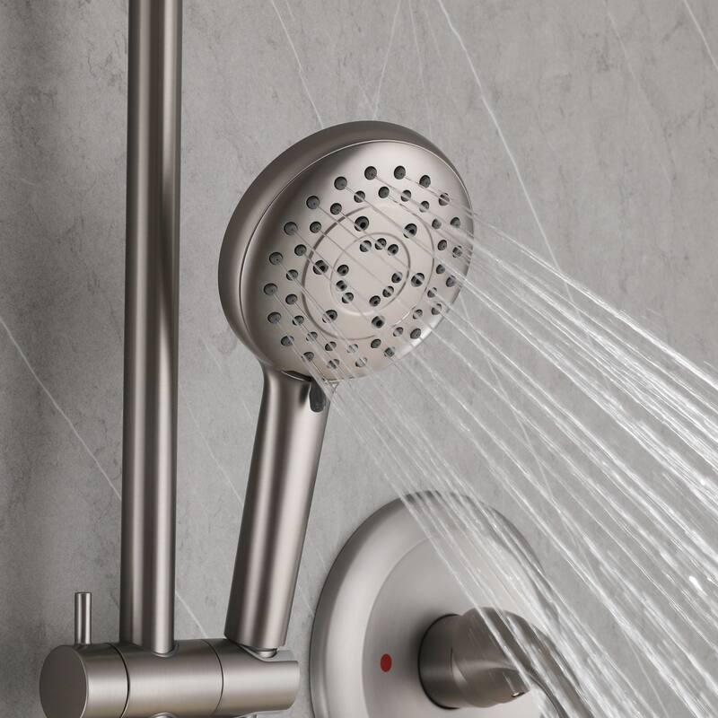 Modland High Pressure 5-Way 10'' Rain Shower Head Black with Handheld Shower Slide Bar
