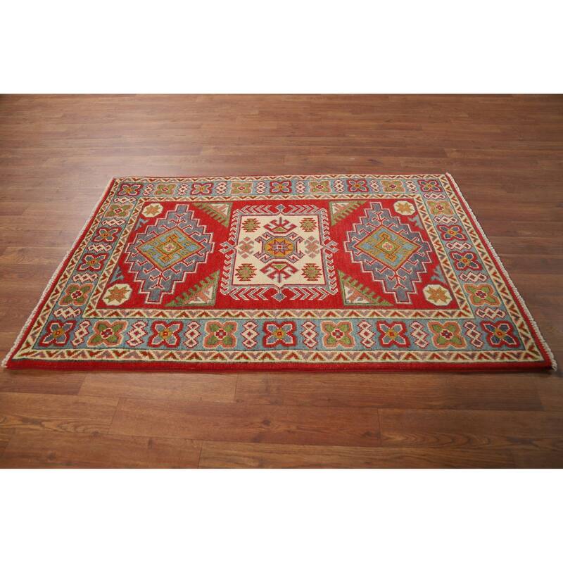 Geometric Kazak Foyer Rug Handmade Nursery Wool Carpet - 2'9"x 4'0"