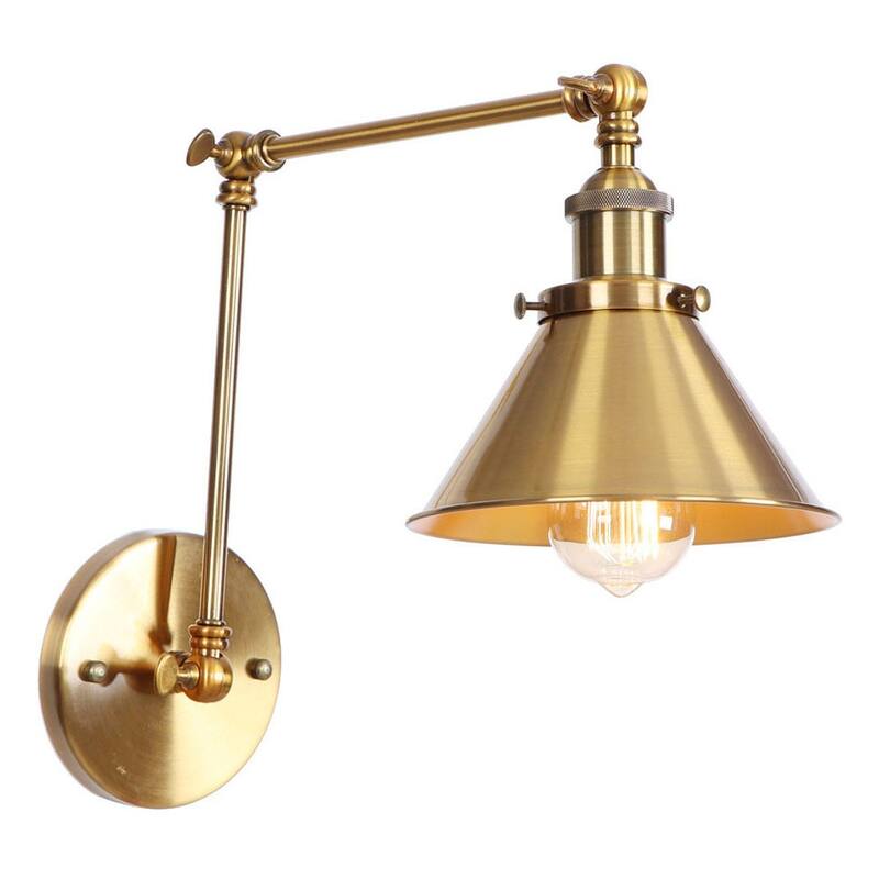 Industrial 1-Light Metal Cone Swing Arm Wall Lighting Fixture